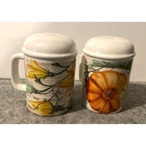 Vintage Salt and Pepper Shakers with Pumpkins and Flowers  # 2053